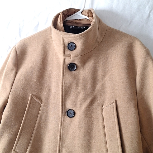 Zara Camel Pea Coat, Double Lining sz 8, NW0T - Picture 6 of 15